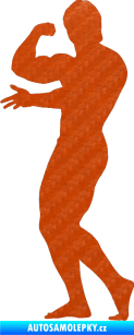 Samolepka Kulturista 001 levá 3D karbon oranžový