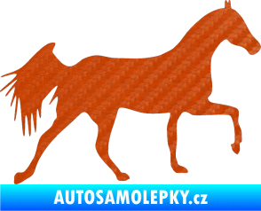 Samolepka Kůň 001 pravá 3D karbon oranžový