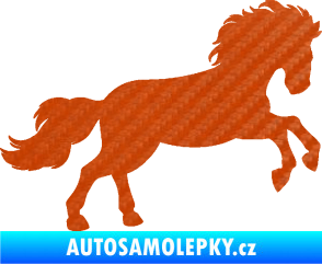 Samolepka Kůň 098 pravá běh 3D karbon oranžový