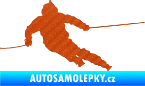 Samolepka Lyžař 015 levá 3D karbon oranžový