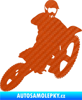 Samolepka Motorka 004 pravá motokros 3D karbon oranžový