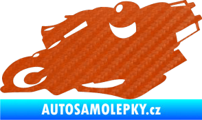 Samolepka Motorka 007 levá silniční motorky 3D karbon oranžový