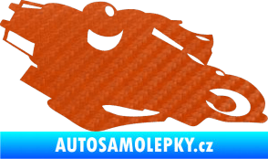 Samolepka Motorka 007 pravá silniční motorky 3D karbon oranžový