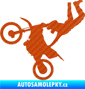 Samolepka Motorka 008 levá motokros freestyle 3D karbon oranžový