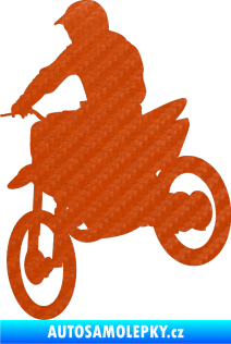 Samolepka Motorka 014 levá motokros 3D karbon oranžový