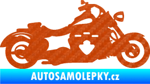 Samolepka Motorka 056 pravá 3D karbon oranžový