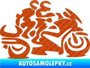 Samolepka Motorkář 009 pravá se spolujezdcem 3D karbon oranžový