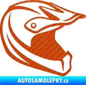 Samolepka Motorkářská helma 001 pravá 3D karbon oranžový