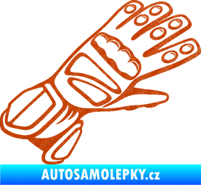 Samolepka Motorkářské rukavice 002 pravá 3D karbon oranžový