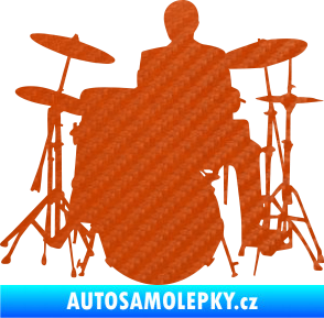 Samolepka Music 009 levá hráč na bicí 3D karbon oranžový