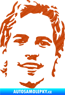 Samolepka Paul Walker 008 pravá obličej 3D karbon oranžový