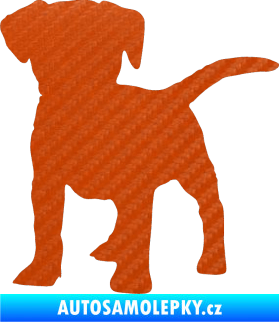 Samolepka Pes 056 levá štěně 3D karbon oranžový
