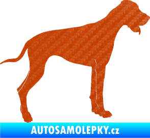 Samolepka Pes 086 pravá Doga 3D karbon oranžový