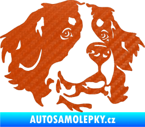 Samolepka Pes 131 pravá bernský salašnický pes 3D karbon oranžový