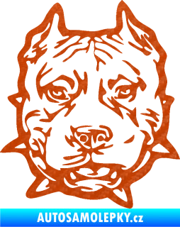 Samolepka Pitbull hlava 003 levá 3D karbon oranžový