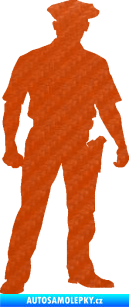 Samolepka Policajt 002 pravá 3D karbon oranžový
