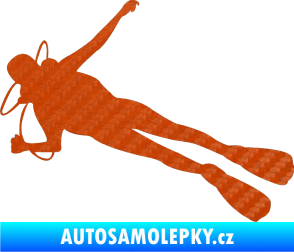 Samolepka Potápěč 004 levá 3D karbon oranžový