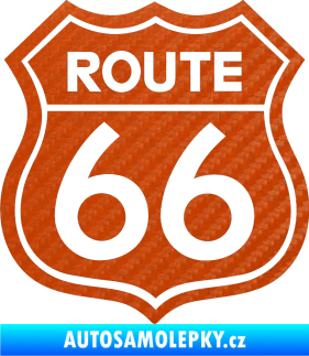 Samolepka Route 66 - jedna barva 3D karbon oranžový