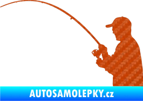Samolepka Rybář 001 levá 3D karbon oranžový