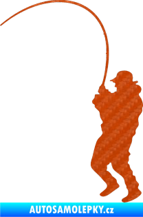 Samolepka Rybář 007 levá 3D karbon oranžový