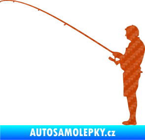 Samolepka Rybář 008 levá 3D karbon oranžový