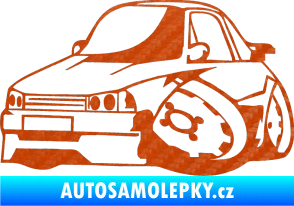 Samolepka Škoda 120 karikatura levá 3D karbon oranžový