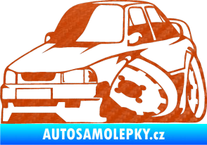 Samolepka Škoda 130 karikatura levá 3D karbon oranžový