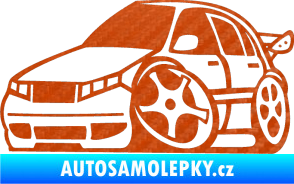 Samolepka Škoda Fabia 001 karikatura levá 3D karbon oranžový