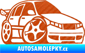 Samolepka Škoda Fabia 001 karikatura pravá 3D karbon oranžový