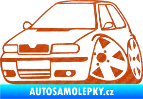 Samolepka Škoda Felicia karikatura levá 3D karbon oranžový