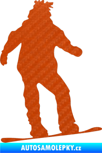 Samolepka Snowboard 008 levá 3D karbon oranžový