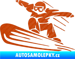 Samolepka Snowboard 014 levá 3D karbon oranžový