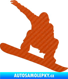 Samolepka Snowboard 021 pravá 3D karbon oranžový