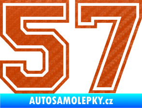 Samolepka Startovní číslo 57 typ 4 3D karbon oranžový