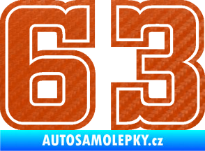 Samolepka Startovní číslo 63 typ 5 3D karbon oranžový