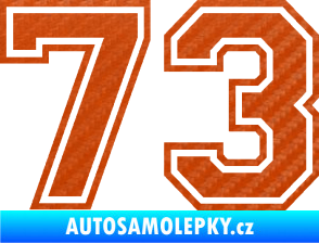 Samolepka Startovní číslo 73 typ 4 3D karbon oranžový