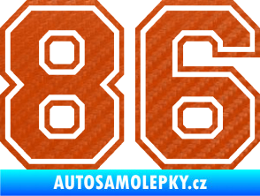 Samolepka Startovní číslo 86 typ 4 3D karbon oranžový