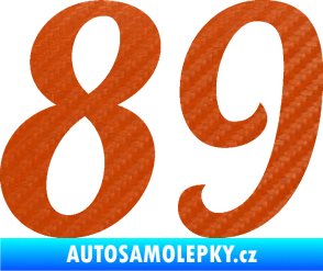 Samolepka Startovní číslo 89 typ 3  3D karbon oranžový