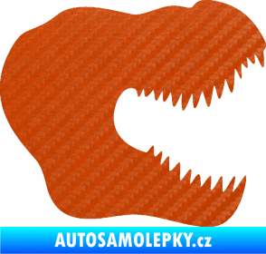 Samolepka Tyrannosaurus Rex lebka 001 pravá 3D karbon oranžový