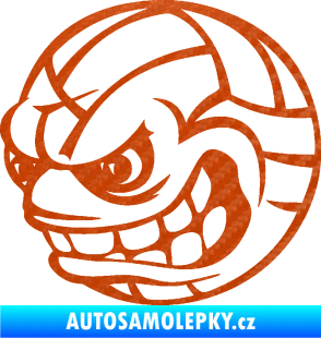 Samolepka Volejbalový míč 001 levá s obličejem 3D karbon oranžový