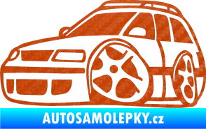 Samolepka VW Passat b6 karikatura levá 3D karbon oranžový