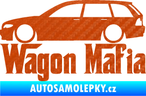 Samolepka Wagon Mafia 002 nápis s autem 3D karbon oranžový