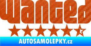 Samolepka Wanted nápis s hvezdičkami 3D karbon oranžový
