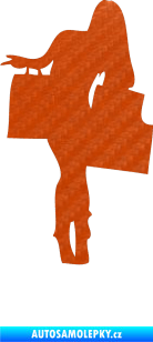 Samolepka Žena na nákupu 002 levá 3D karbon oranžový