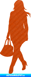 Samolepka Žena na nákupu 005 levá 3D karbon oranžový