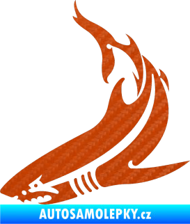 Samolepka Žralok 005 levá 3D karbon oranžový