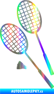 Samolepka Badminton rakety levá Holografická