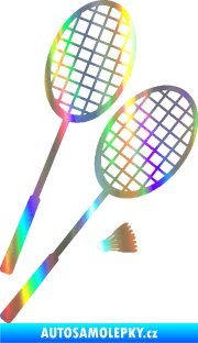 Samolepka Badminton rakety pravá Holografická
