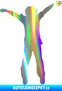 Samolepka Děti silueta 008 pravá kluk skáče Holografická