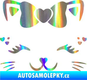 Samolepka Kočka 039 s mašličkou Holografická